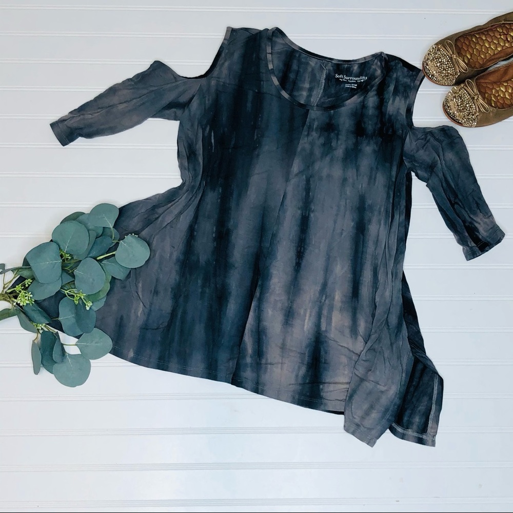 Soft Surroundings Tie Dye Cold Shoulder Top